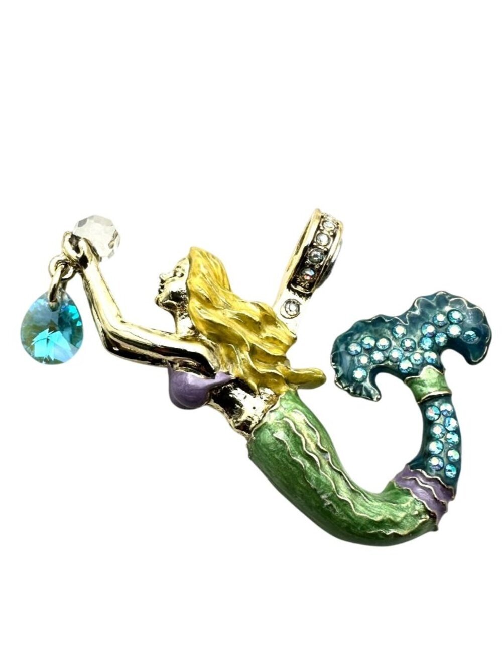 Kirks Folly Womens Crystal Magnetic Enhancer Pendant Mermaid Blue